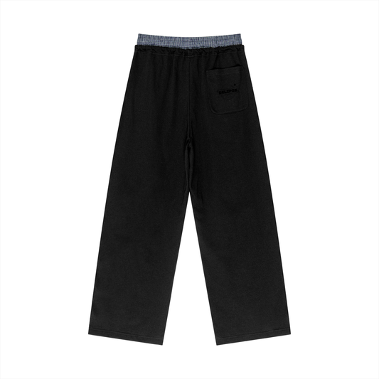 Plaid Contrast Waist Pants