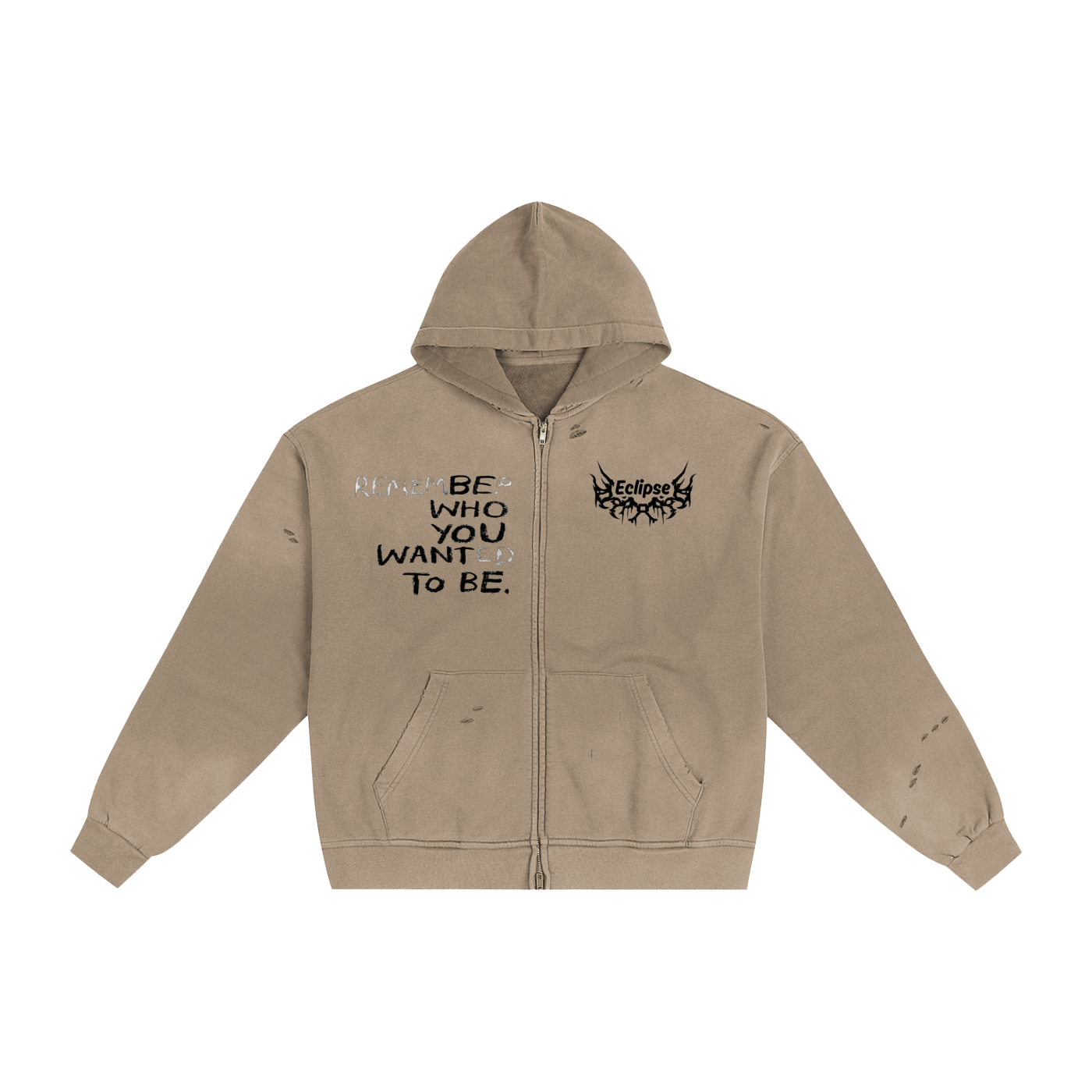 Hand-Frayed Sunfade Zip Hoodie