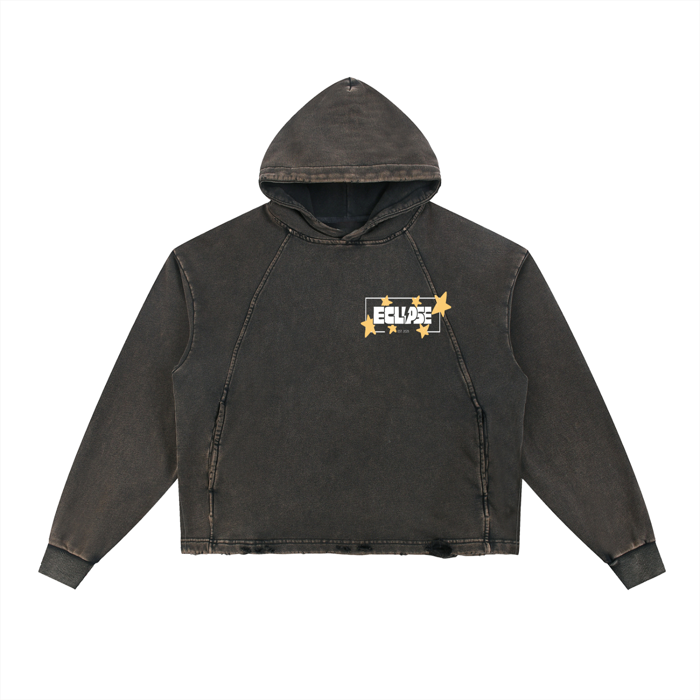 Vintage Washed Frayed-Hem Hoodie