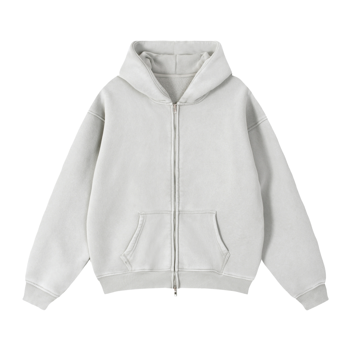 Blank Zip-Through Boxy Fleece Hoodie