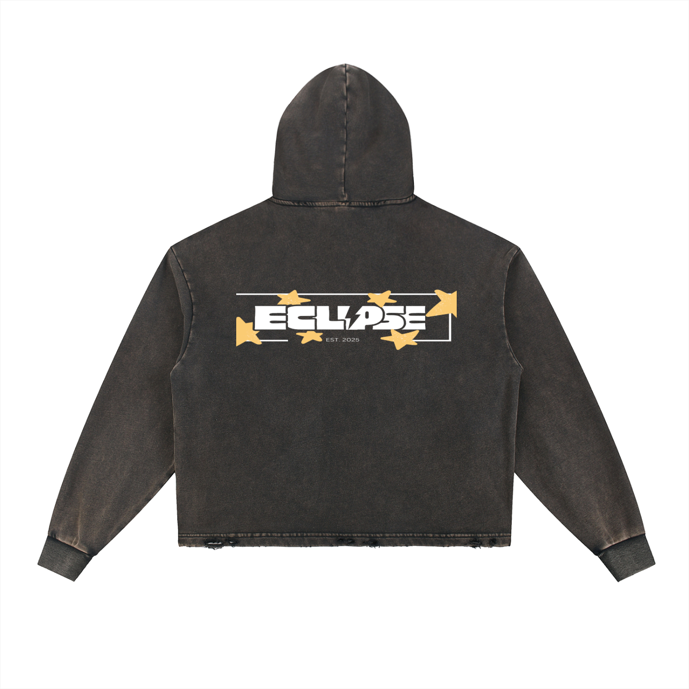 Vintage Washed Frayed-Hem Hoodie