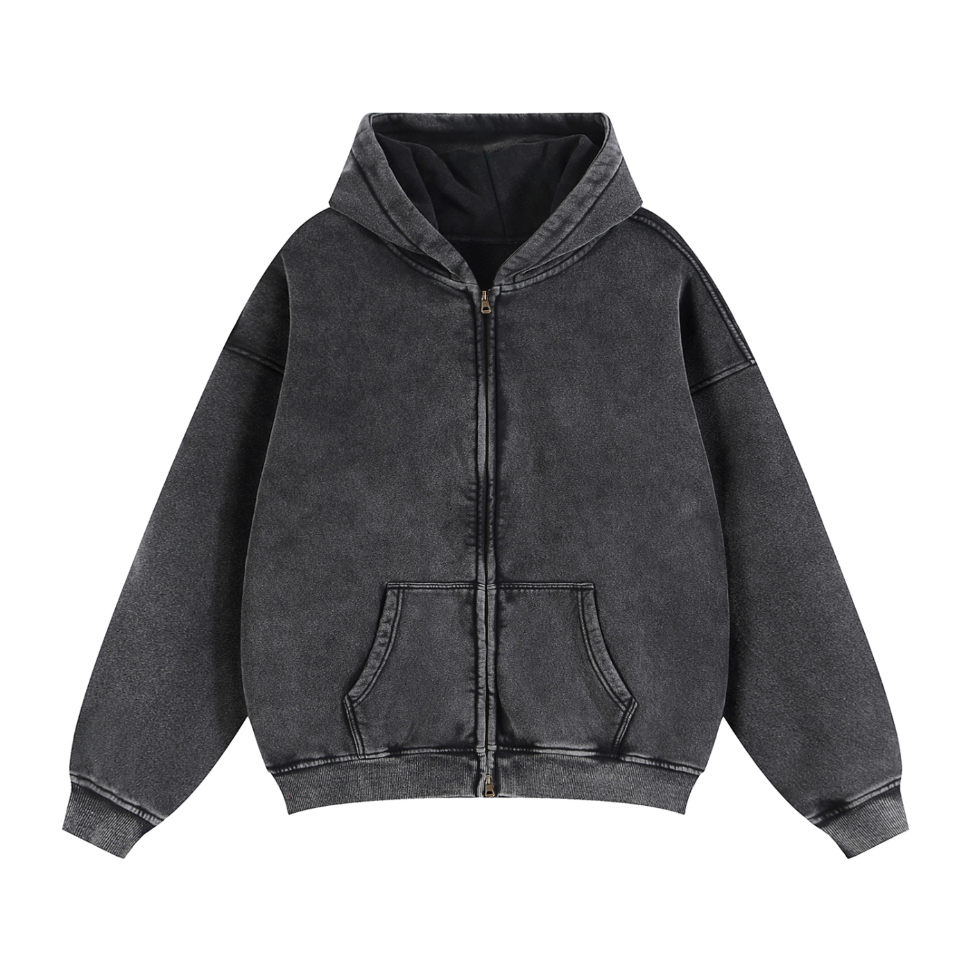 Blank Zip-Through Boxy Fleece Hoodie