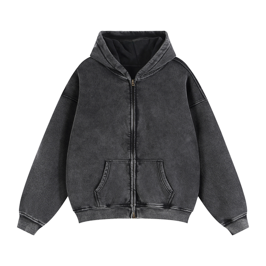 Blank Zip-Through Boxy Fleece Hoodie